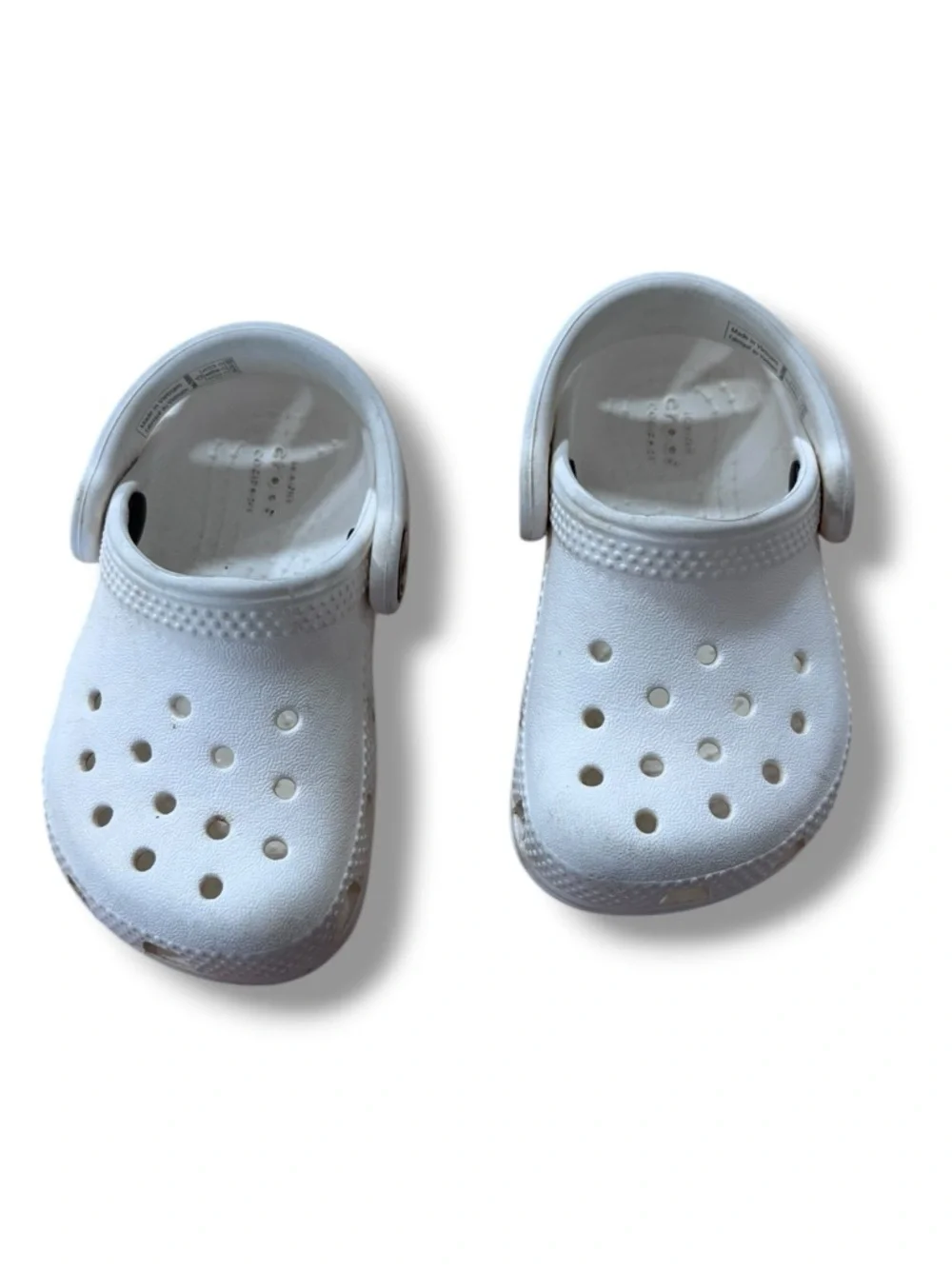 CROCS Kids White Classic Clogs with Heel Strap